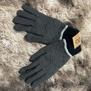 Men's Black and Gray Knit Gloves